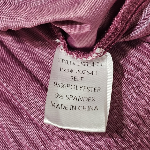 Bibi Women’s Metallic Pink Velvet Button Down Shirt Ruched Long Sleeve Sz Small - Picture 13 of 14